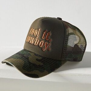 Anthropologie Worn/West Cool It, Cowboy Trucker Hat in Camo | NWT